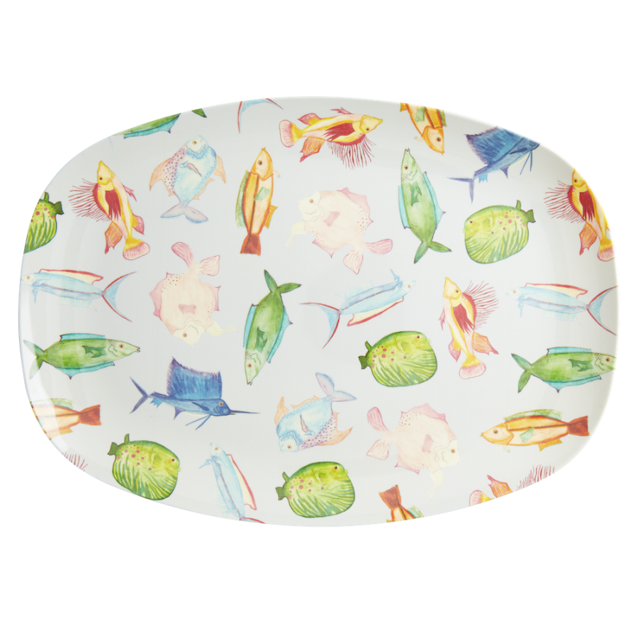 Fish Print Rectangular Melamine Plate By Rice DK